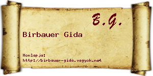 Birbauer Gida névjegykártya
